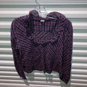 J. Crew Shirt Women’s Size 8 Plaid Holiday Print Long Sleeve Top